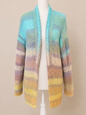 Pilcro • Striped Open Front Shawl Collar Cardigan Sweater • Size XS (Oversized)